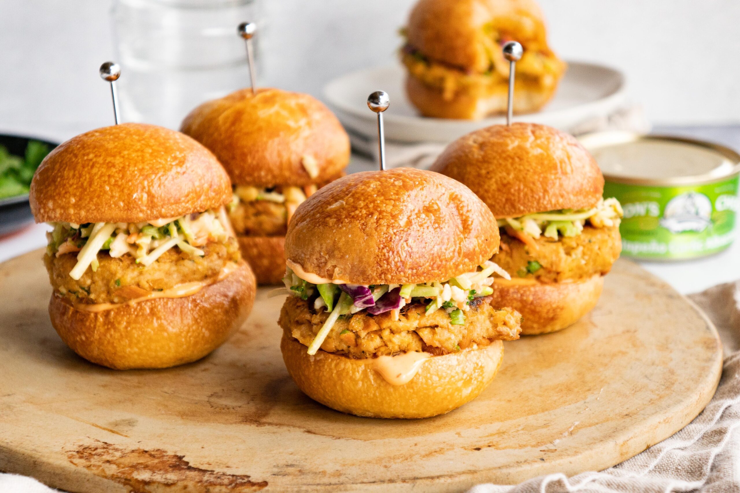 Thai Tuna Sliders with Broccoli Slaw